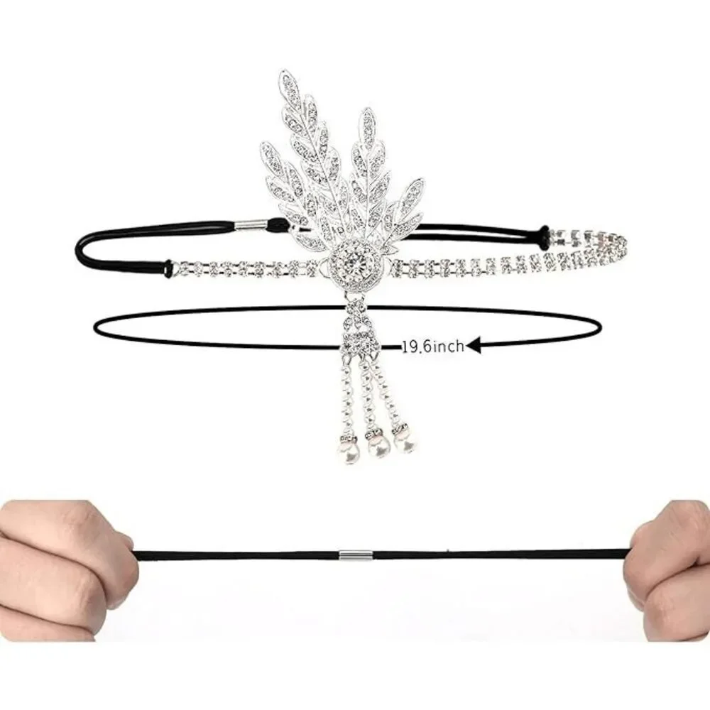 🤍✨ 6PCS 1920s White Accessories Flapper Great Gatsby Retro Costume Set NEW
